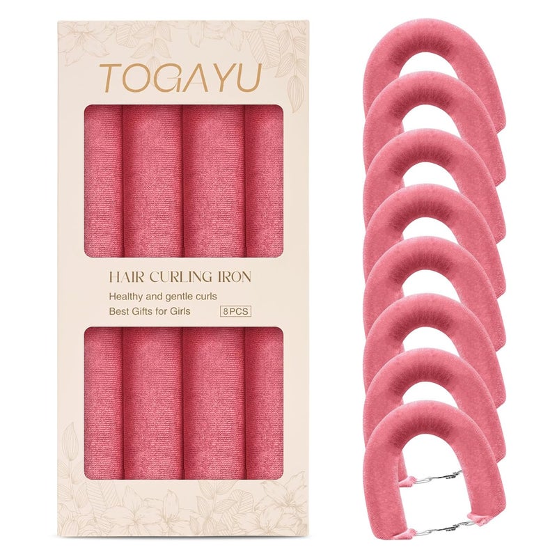 Togayu Heatless Curls Overnight Set - Jumbo Overnight Hair Curlers to Sleep In, Soft Velvet Hair Rollers for Women, No Damage Curls Styling Tools 8pcs - Image 1